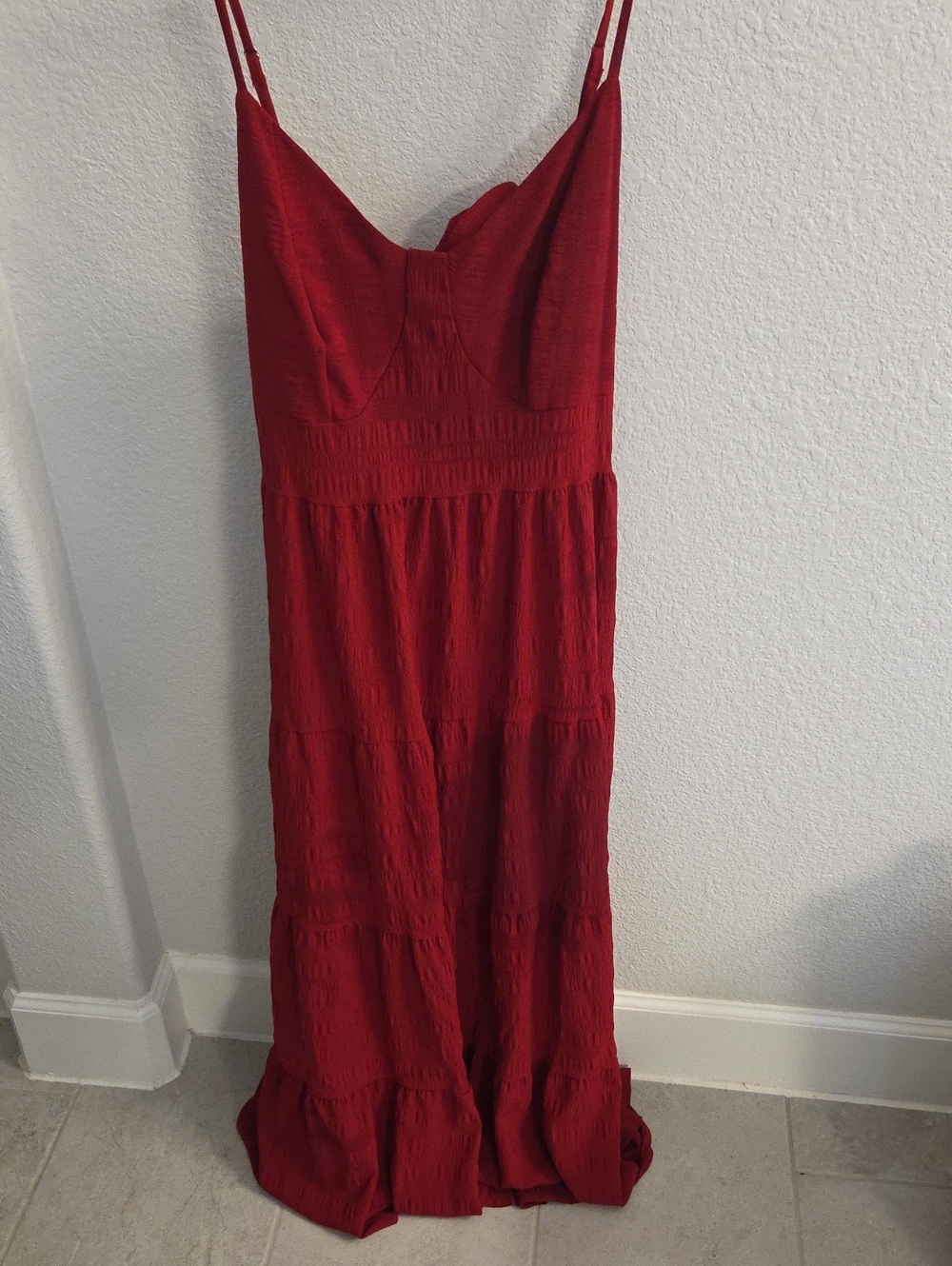 Red Spaghetti-Strap Maxi Dress